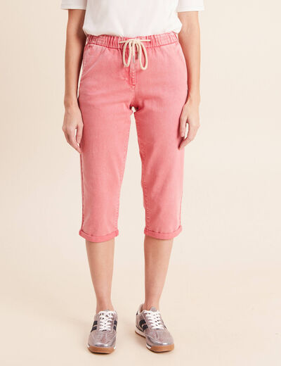 Pantacourt coupe mom rose vif femme