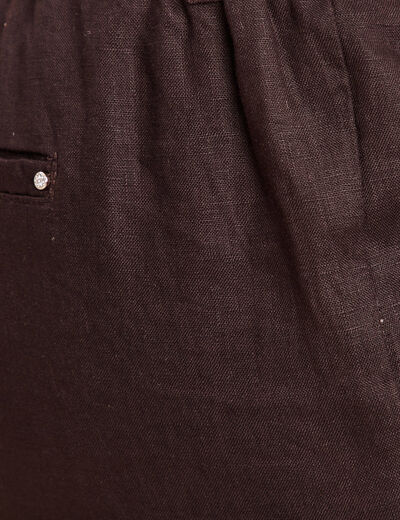 Pantalon flou ceinturé marron foncé femme