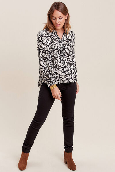 Chemise manches longues noir femme