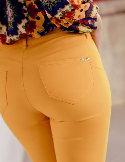 Pantalon léger taille standard 7/8ème jaune or femme