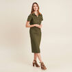 Robe ajustée manches courtes vert olive femme