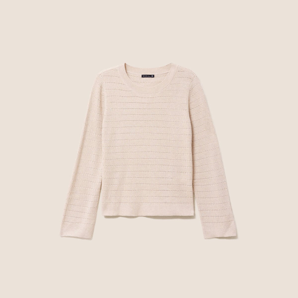 Pull manches longues col rond brillant couleur or femme