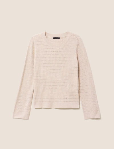 Pull manches longues col rond brillant couleur or femme