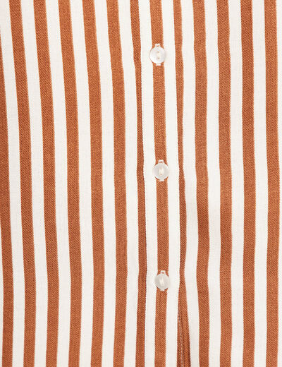 Chemise manches courtes aspect lin blanc femme