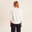 Blouse droite col rond manches 3/4 ecru femme