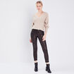 Pantalon ajusté réversible noir femme