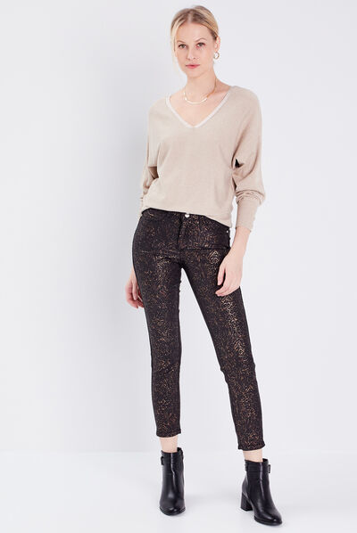 Pantalon ajusté réversible noir femme