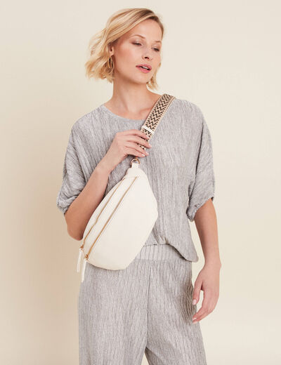 Sac banane zippé ecru femme