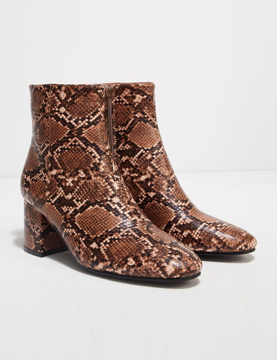 Bottines à talons texturées marron femme