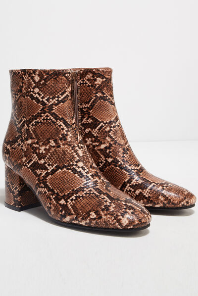 Bottines à talons texturées marron femme