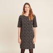 Robe droite manches courtes noir femme