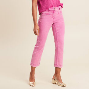 Jean droit 7/8ème rose fushia femme