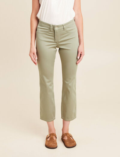 Pantalon réversible droit 7/8ème vert olive femme