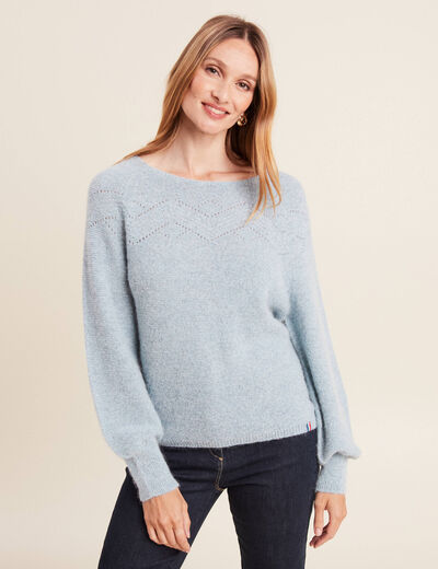Pull confectionné en France bleu canard femme