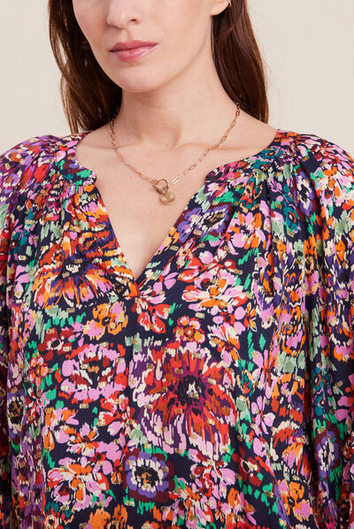 Blouse manches 3/4 multicolore femme