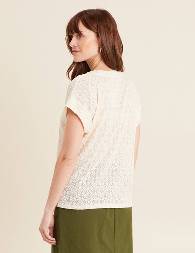 T-shirt manches courtes ecru femme