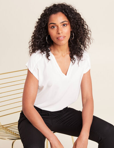 T-shirt manches courtes ecru femme