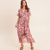 Robe longue portefeuille multicolore femme