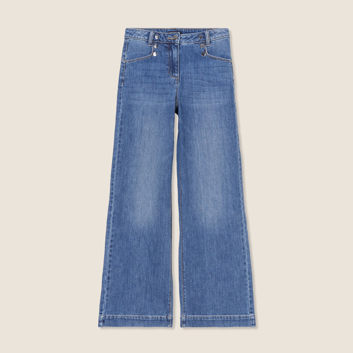 Jean large à pont denim stone femme