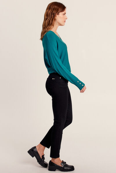 Pantalon léger taille standard 7/8ème noir femme