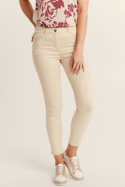 Pantalon léger taille standard 7/8ème ivoire femme
