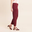 Pantalon large 7/8&egrave;me ceintur&eacute; prune femme