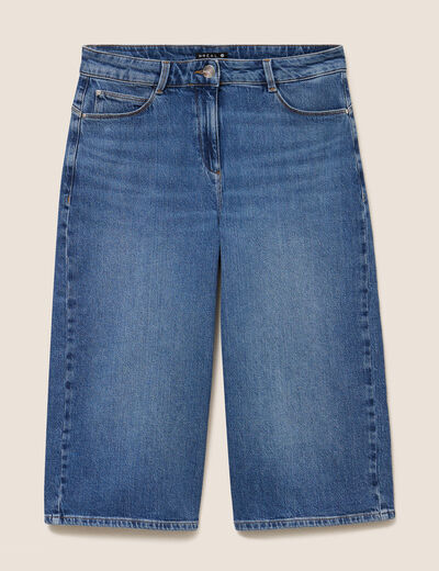 Jean bermuda taille haute denim denim stone femme