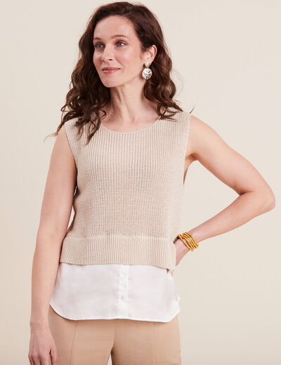 Pull sans manches 2-en-1 ivoire femme