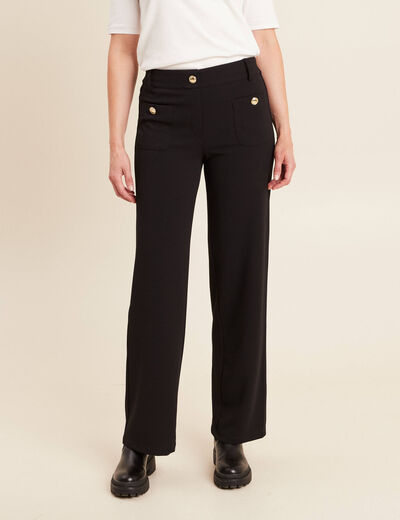 Pantalon coupe droite taille haute noir femme