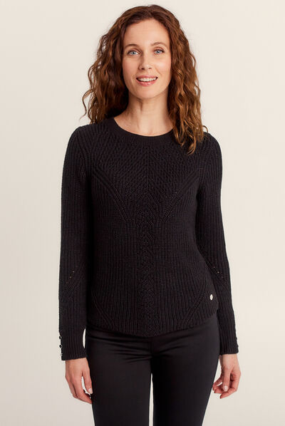 Pull manches longues noir femme