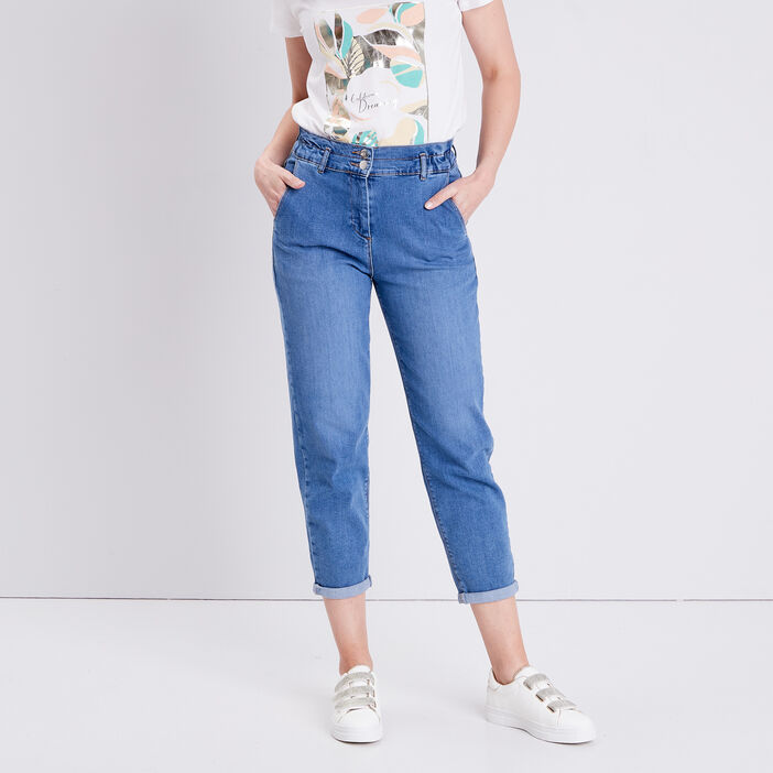 Jean slouchy 7/8ème denim stone femme