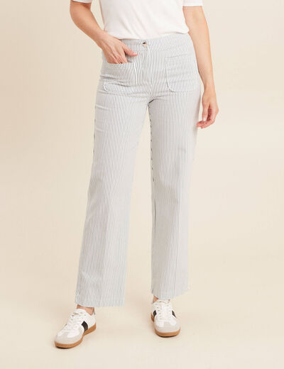 Pantalon droit taille haute blanc femme