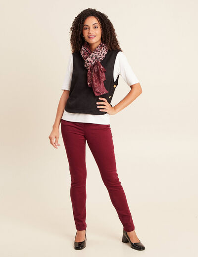 Top cintr&eacute; sans manches col rond noir femme