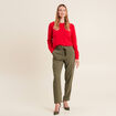 Pantalon chino poches rabats vert kaki femme