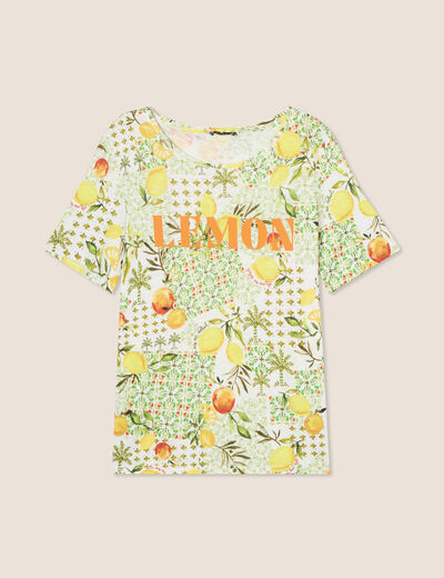 T-shirt manches courtes jaune citron femme