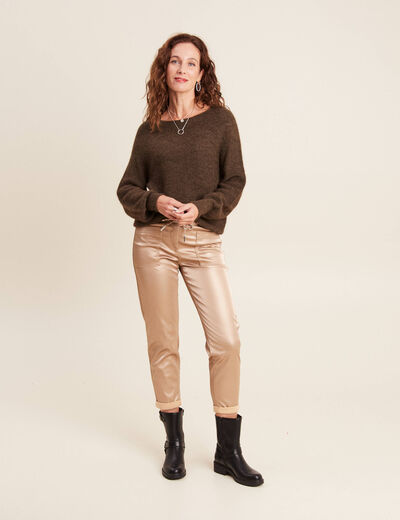 Pull confectionné en France vert kaki femme