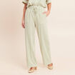 Pantalon large taille haute blanc femme