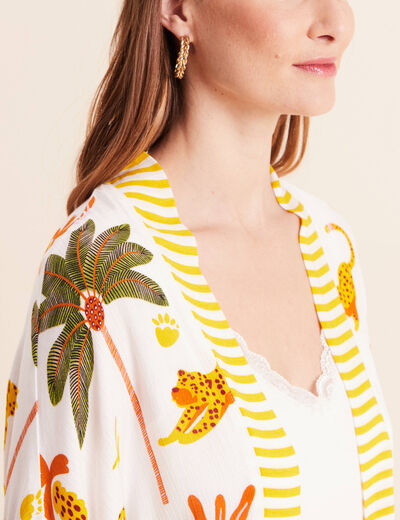 Kimono avec poches multicolore femme