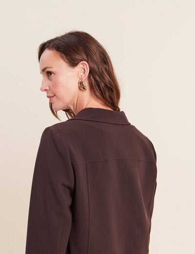 veste cintr&eacute;e doubl&eacute;e avec capuche marron fonc&eacute; femme