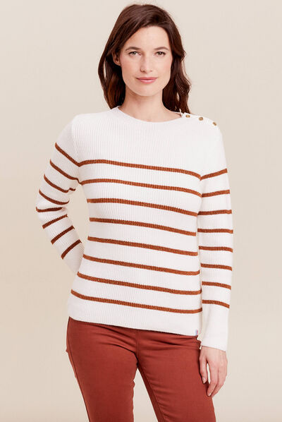 Pull confectionné en France marron femme