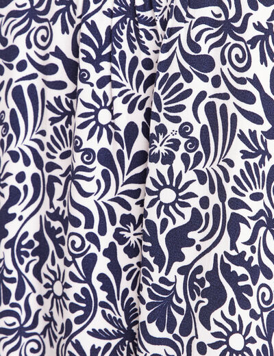 Robe courte &eacute;vas&eacute;e col V bleu femme