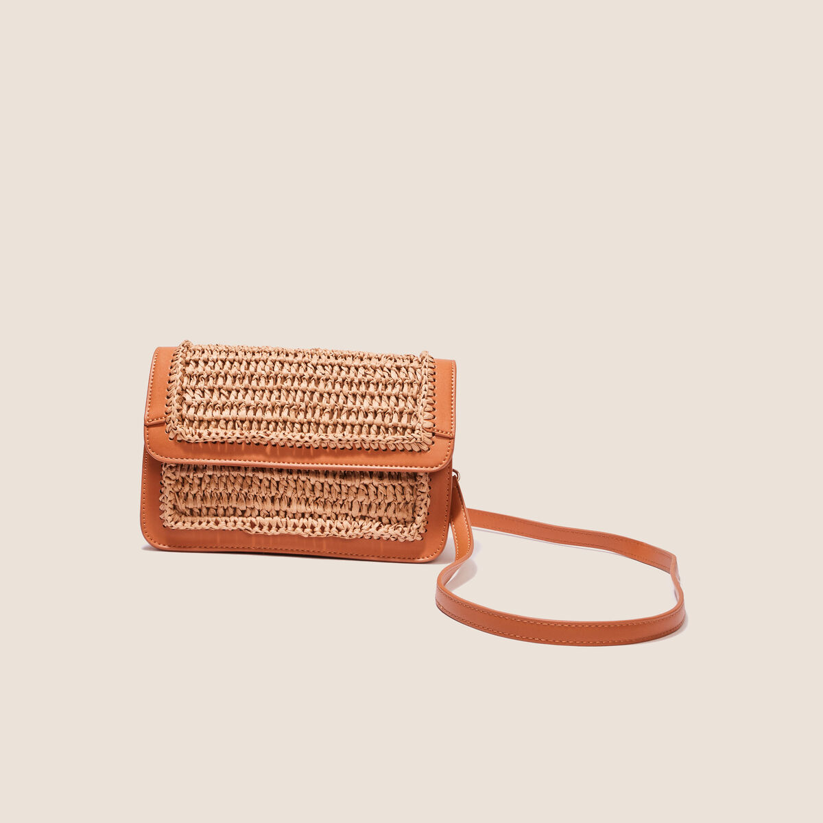 Sac rectangulaire tressé beige femme