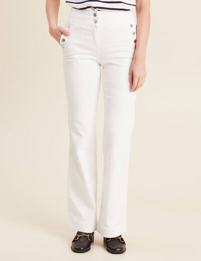Pantalon coupe bootcut &agrave; pont blanc femme
