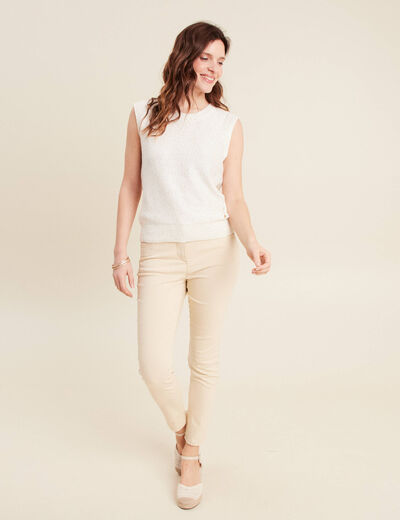 Pull sans manches ecru femme