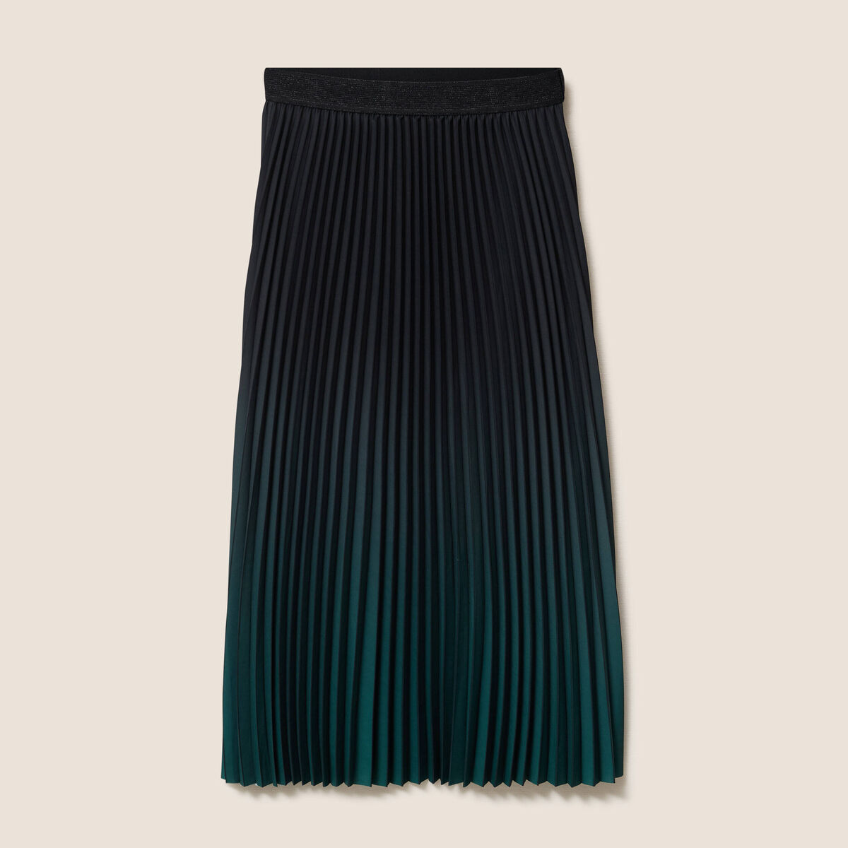 Jupe midi patineuse pliss&eacute;e vert fonc&eacute; femme