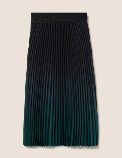 Jupe midi patineuse pliss&eacute;e vert fonc&eacute; femme