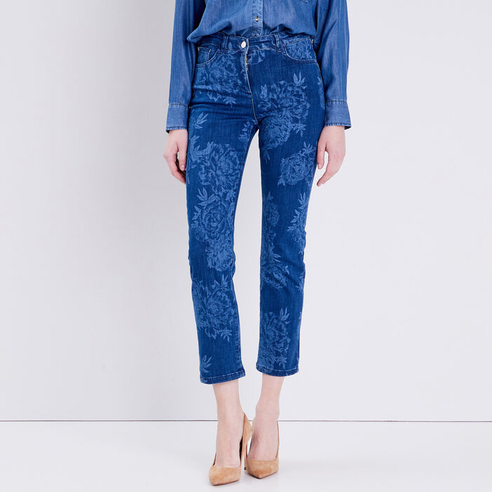 Jean droit denim bleach femme