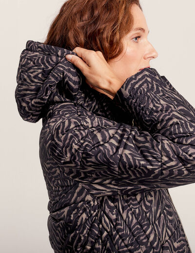 Doudoune déperlante droite zippée noir femme