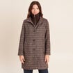 Manteau col montant doubl&eacute; marron femme