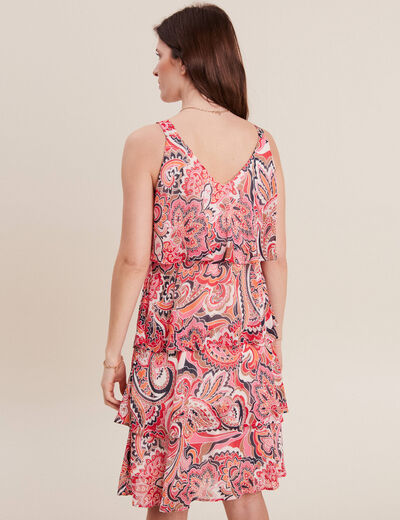 Robe évasée volantée multicolore femme